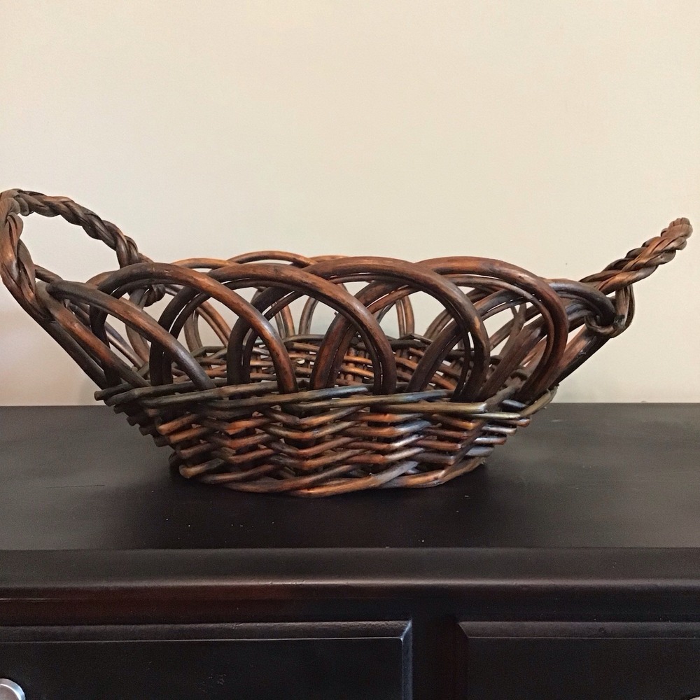 Woven Round Rattan Wicker Basket Round Handmade Wall Décor Cottage Farmhouse